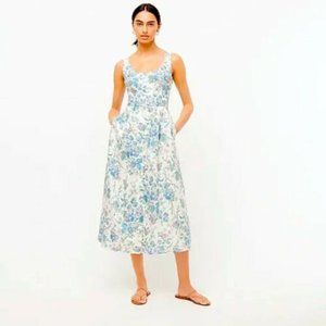 NWT J Crew Button-front cotton poplin dress in English garden Item AZ812 Size 12